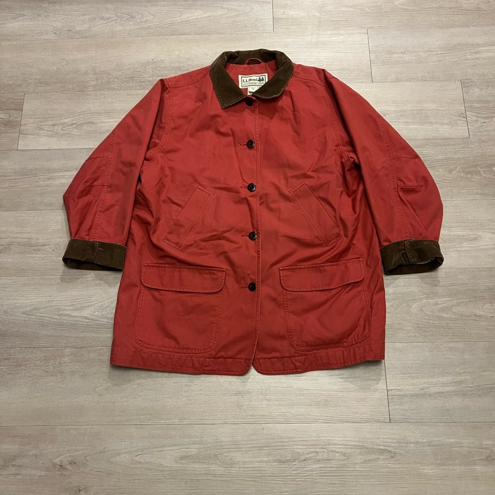 LL Bean Red Fleece Lined Barn Field Chore Coat Women’s Size 2X